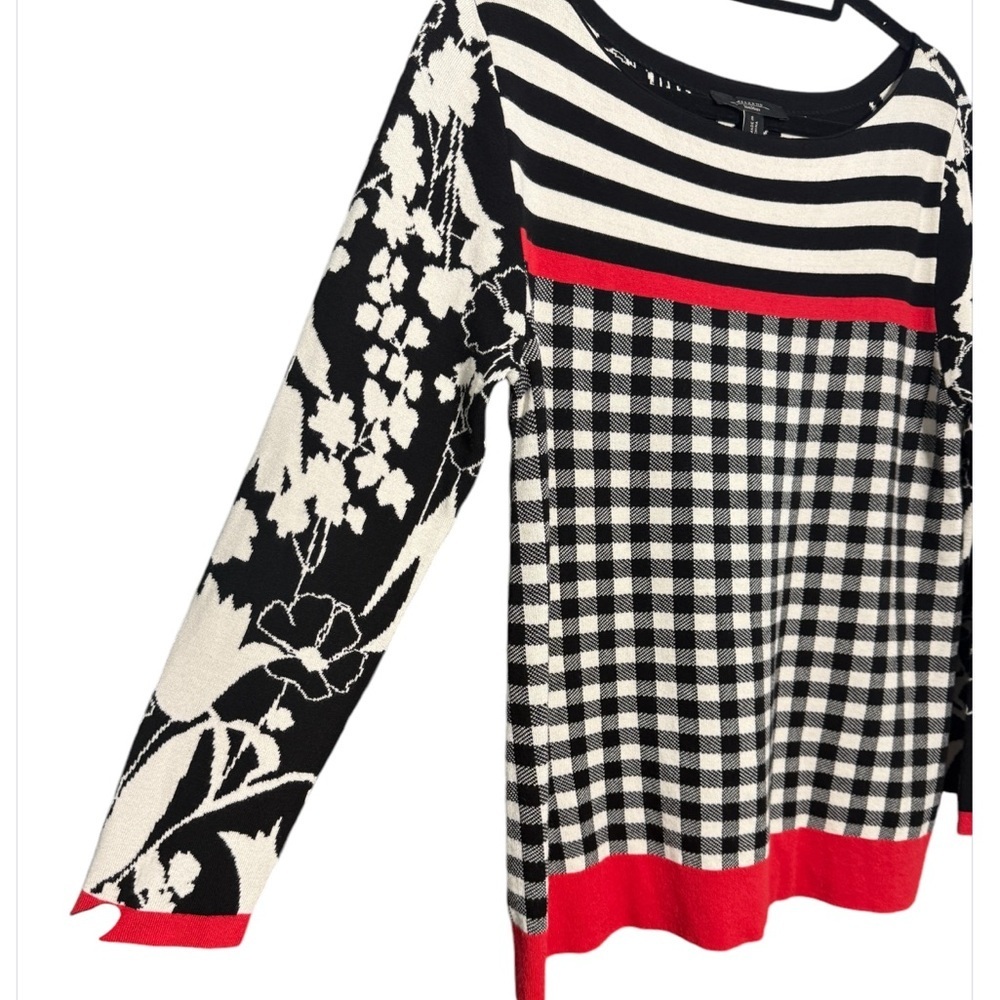 Vintage MaxMara Weekend Lightweight Sweater Floral Checkered Stripes - Picture 4 of 6